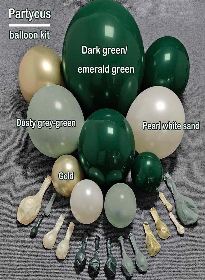 Partycus Emerald Green Gold Balloon Arch Kit Double Stuffed Dark Dusty Green Pearl White Sand Latex Christmas Balloon Garland for Birthday Wedding Anniversary Xmas Winter New Year Party Decoration - Image 3